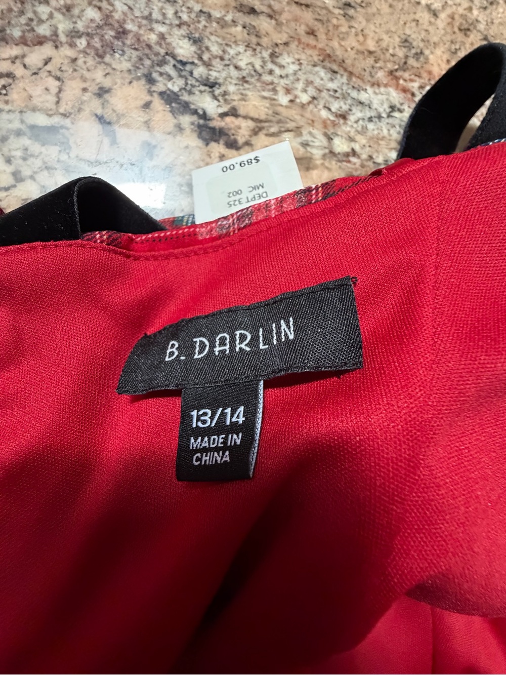 B Darlin Bustier Bodice Red Plaid Maxi Dress with Tie Straps - Picture 11 of 14